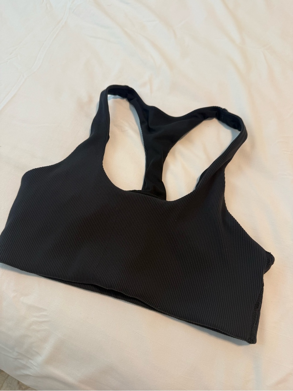 Black Ribbed Racerback Sports Bra